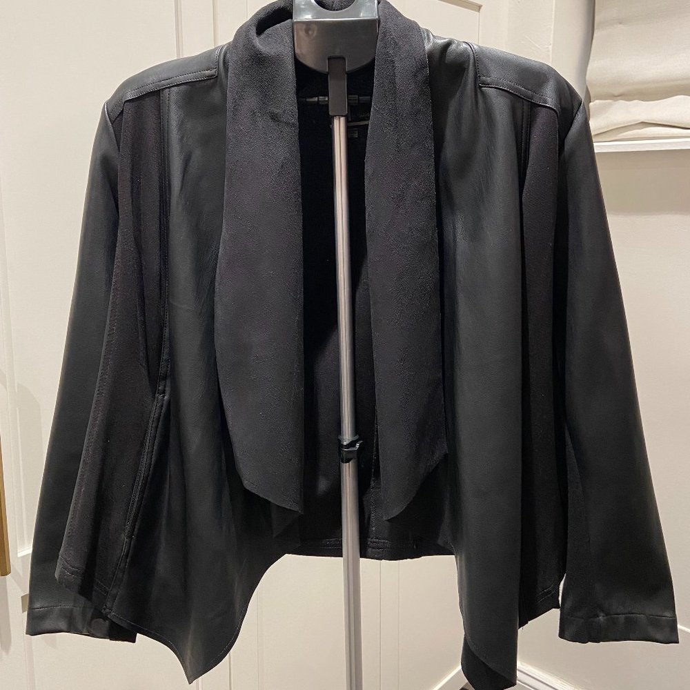 Kut From The Kloth Faux Leather Drape Front Jacket